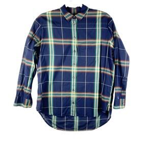 Madewell Plaid Shirt Button Up Ex-Boyfriend Top Cotton Womens Oversized Size XXS